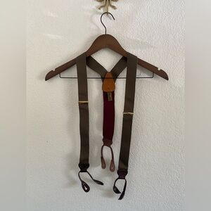 Trafalgar Men’s Burgundy Maroon Suspenders With Brass & Leather Accents